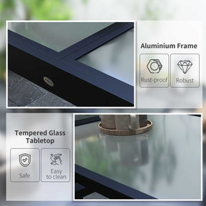 Table de salle à manger extensible en aluminium et verre trempé