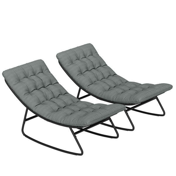 Ensemble de 2 chaises berçantes d'extérieur avec coussins