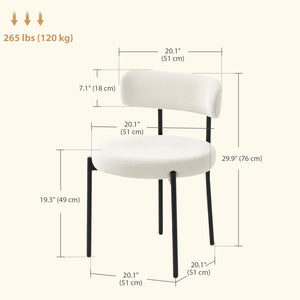 Lot de 4 chaises de cuisine modernes avec revêtement en velours côtelé beige
