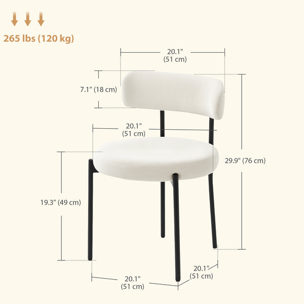 Lot de 4 chaises de cuisine modernes avec revêtement en velours côtelé beige