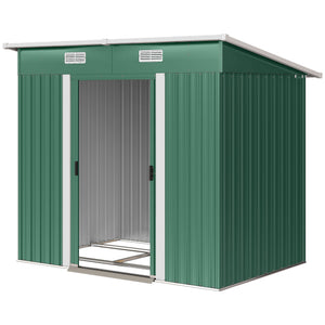 Abri de jardin en métal, 2,13 m x 1,22 m, verrouillable, vert.