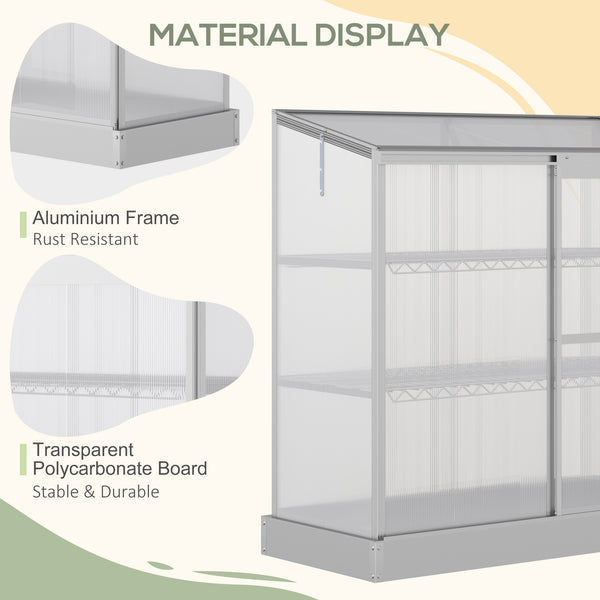 Serre en aluminium à châssis froid, protection surélevée pour jardinières avec toit ouvrant