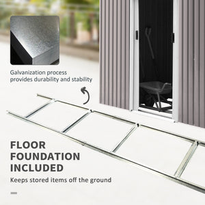 Abri de jardin en métal avec kit de fondation, ventilation et portes, gris clair