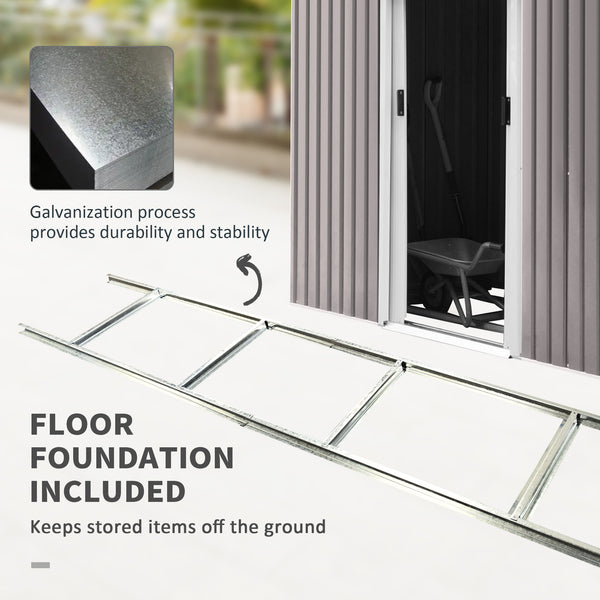 Abri de jardin en métal avec kit de fondation, ventilation et portes, gris clair