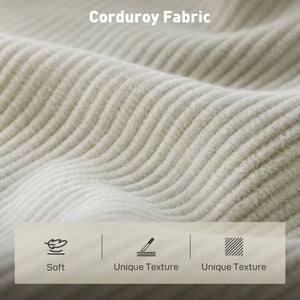 Canapé 3 places revêtement en velours côtelé moderne, coussins à ressorts épais, pieds et accoudoirs en bois massif, beige