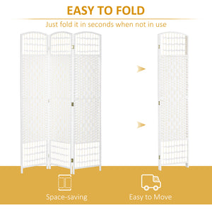 Cloison de séparation pliable à 3 panneaux en fibre ondulée, blanc