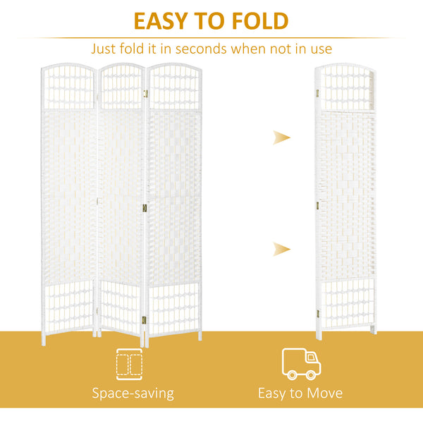 Cloison de séparation pliable à 3 panneaux en fibre ondulée, blanc