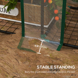 Portable mini greenhouse with 3 shelves, reinforced cover and roll-up doors