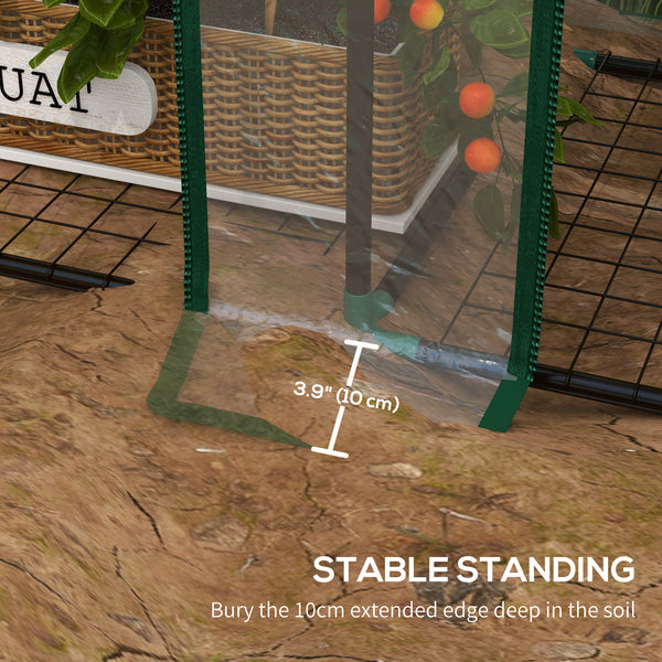 Portable mini greenhouse with 3 shelves, reinforced cover and roll-up doors