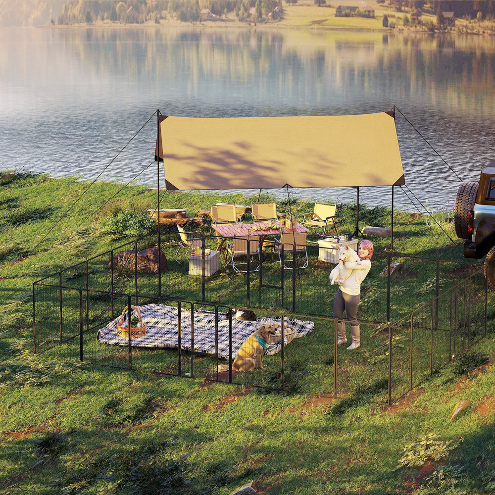 24 Panels 44.5" Height Heavy Duty Dog Playpen for Small Medium Large Dogs, Black
