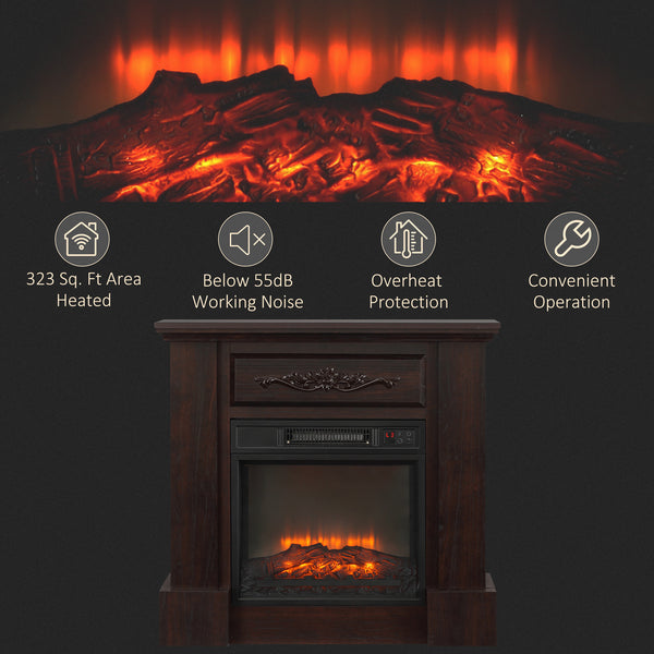 Cheminée électrique avec manteau marron de 1400 W