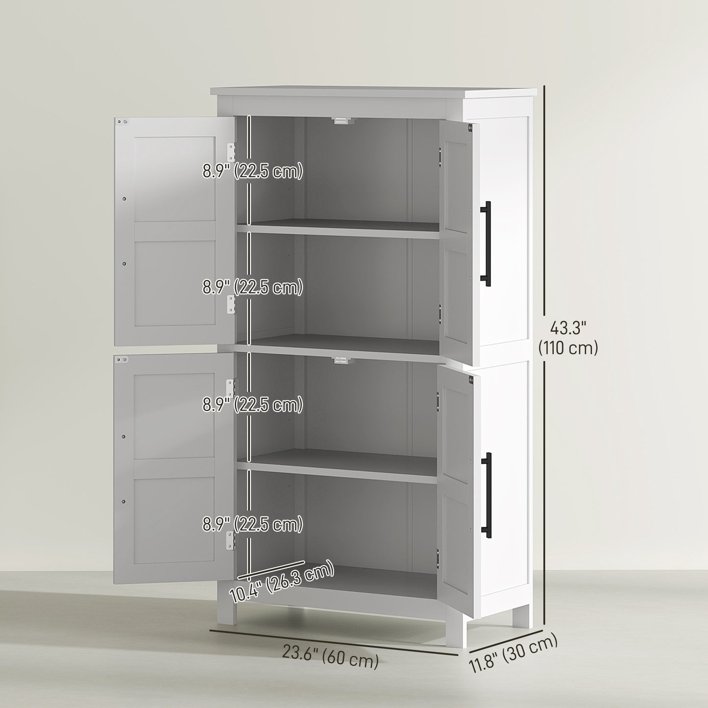 Farmhouse Style Bathroom Storage Cabinet with Barn Doors and Adjustable Shelf, White