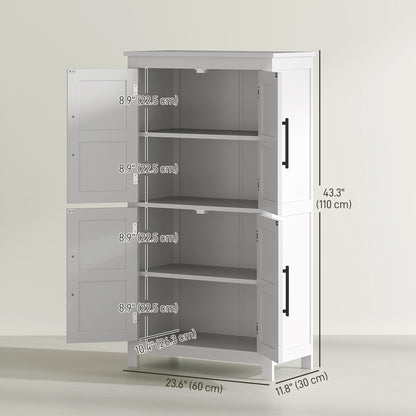Farmhouse Style Bathroom Storage Cabinet with Barn Doors and Adjustable Shelf, White
