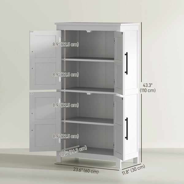Meuble de rangement de salle de bain style ferme avec portes de grange et étagère réglable, blanc