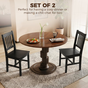 Chaises de salle à manger en pin noir, lot de 2