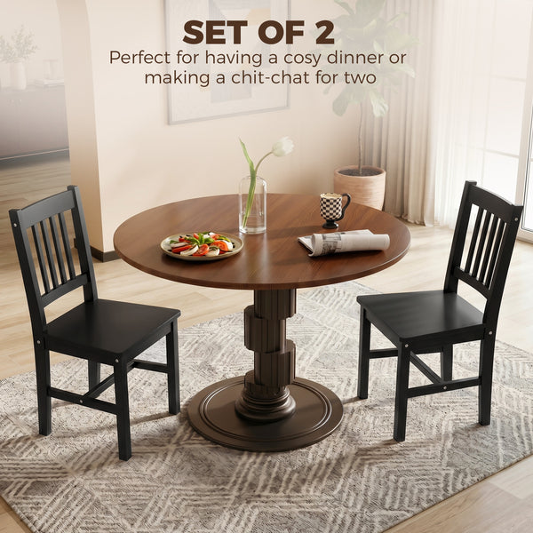 Chaises de salle à manger en pin noir, lot de 2