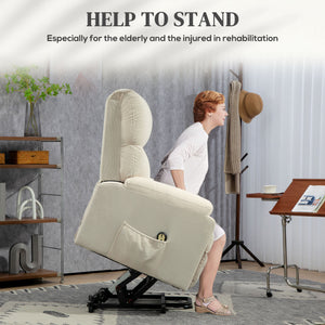 HOMCOM Lift Chair for Seniors, Microfibre Upholstered Power Recliner Chair with Remote, Quick Assembly, Cream White |