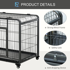 Cage pliable et robuste avec double porte, roulettes verrouillables et plateau