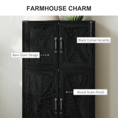 Garde-manger de cuisine style Farmhouse avec portes de grange et étagères réglables, noir