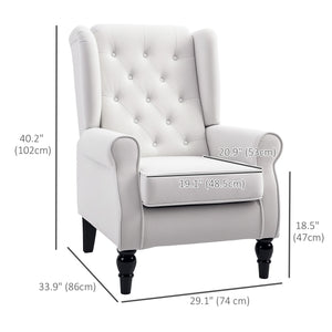 Fauteuil d'appoint capitonné à boutons, blanc