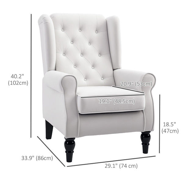 Fauteuil d'appoint capitonné à boutons, blanc