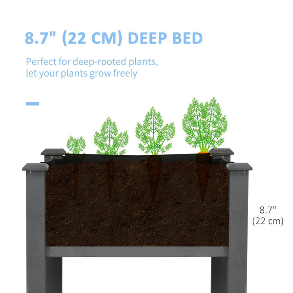 Jardinière surélevée en bois 86 x 45 x 76 cm, javec pieds, trous de drainage, sac intérieur pour jardin, gris foncé