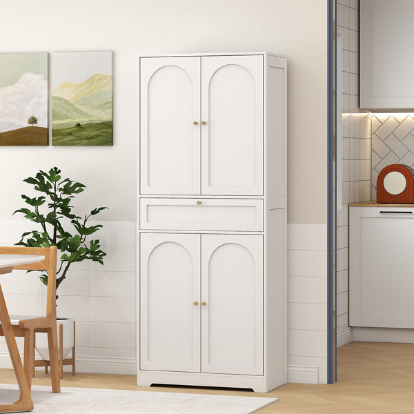 Meuble de rangement moderne avec portes shaker et étagères réglables, blanc