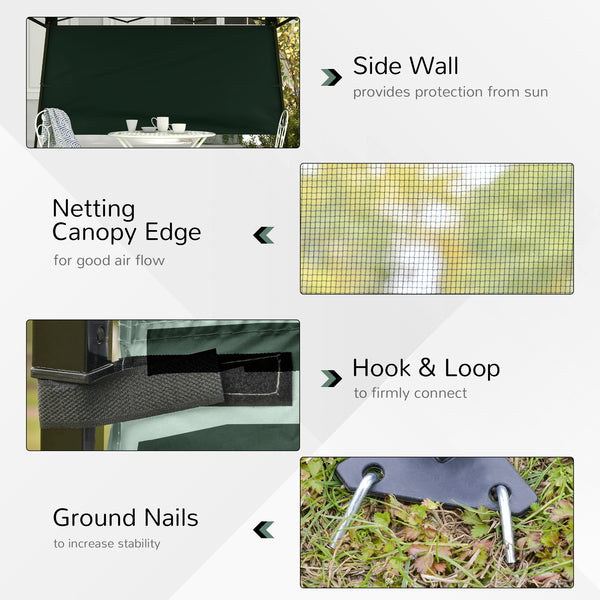 Toit de jardin pliable 7 x 7 avec sac à dos et pieds réglables, vert