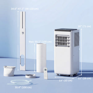Climatiseur portable 4 en 1 10 000 BTU avec fonctions refroidissement, déshumidification, ventilation, mode sommeil, télécommande vocale Wi-Fi, blanc