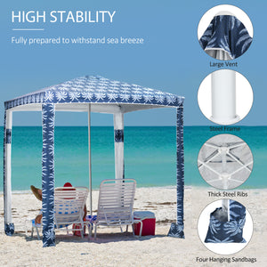 Parasol de plagede 6,5 pieds, bleu foncé