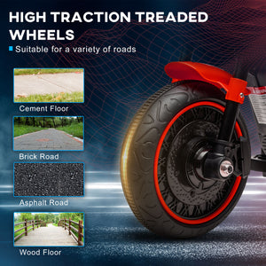6V motorcycle with training wheels, red 