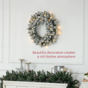Couronne de Noël de 24" avec lumières givré