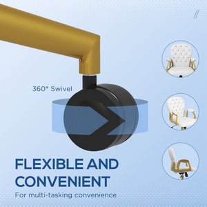 Office chair in tufted velvet, cream and gold