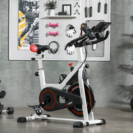 Vélo d'appartement vertical réglable avec écran LCD, résistance réglable, blanc