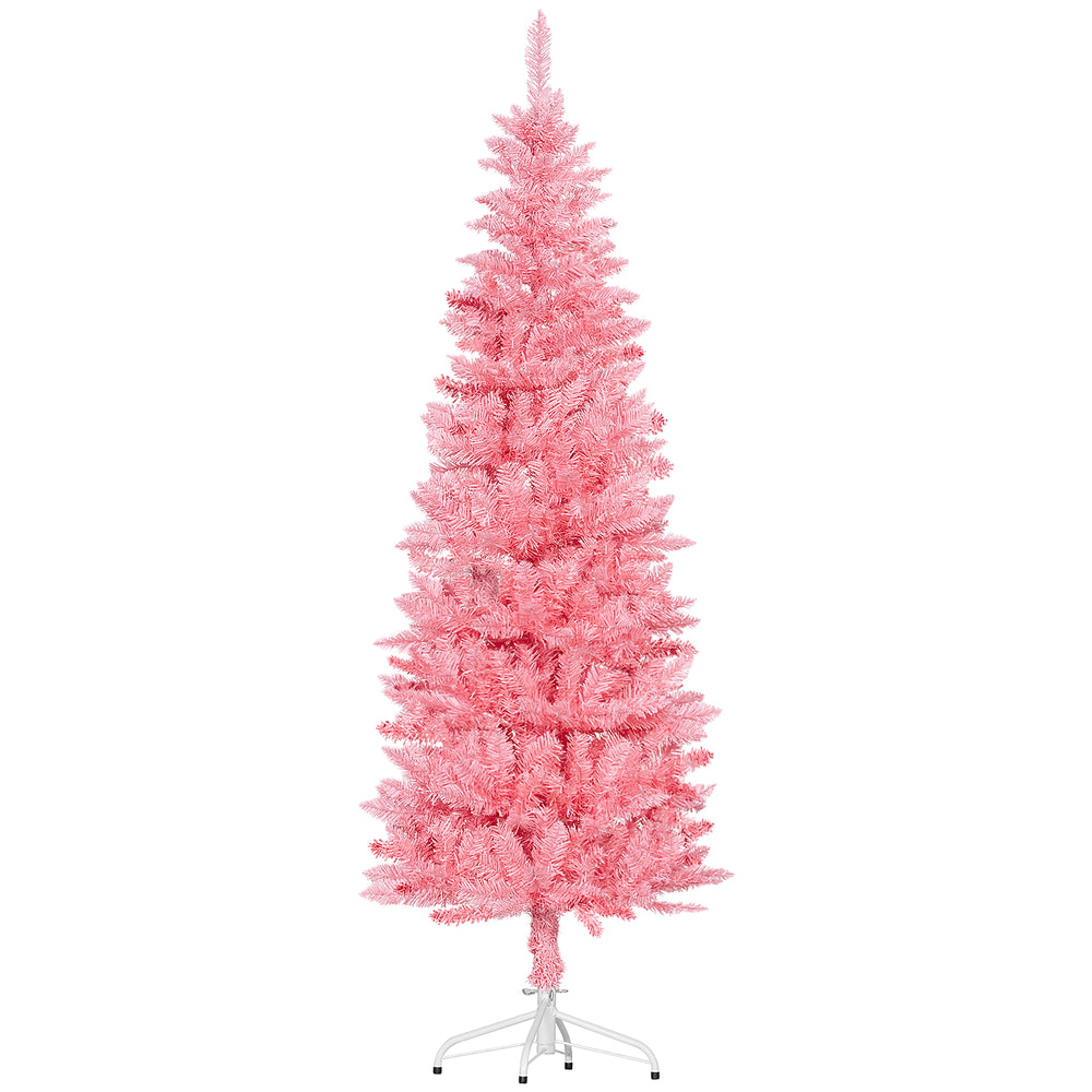 Sapin de Noël artificiel de 6 pieds de haut avec 479 branches et base en acier rose
