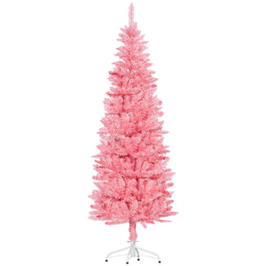Sapin de Noël artificiel de 6 pieds de haut avec 479 branches et base en acier rose