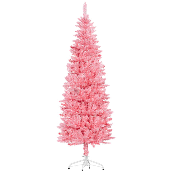 Sapin de Noël artificiel de 6 pieds de haut avec 479 branches et base en acier rose