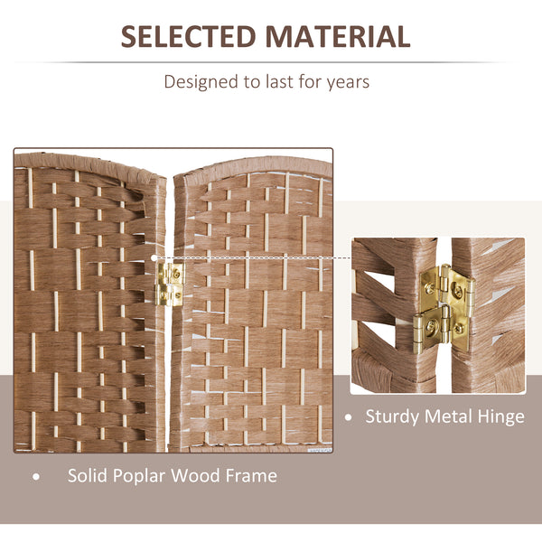 Cloison de séparation pliable à 4 panneaux avec cadre en bois, couleur naturelle