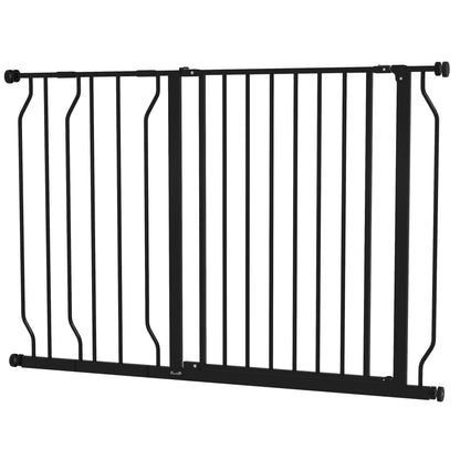 Barrière pour animaux PawHut 76 à 114 cm, installation facile, avec porte et système de double verrouillage, barrière extra large pour escaliers et couloirs, noire