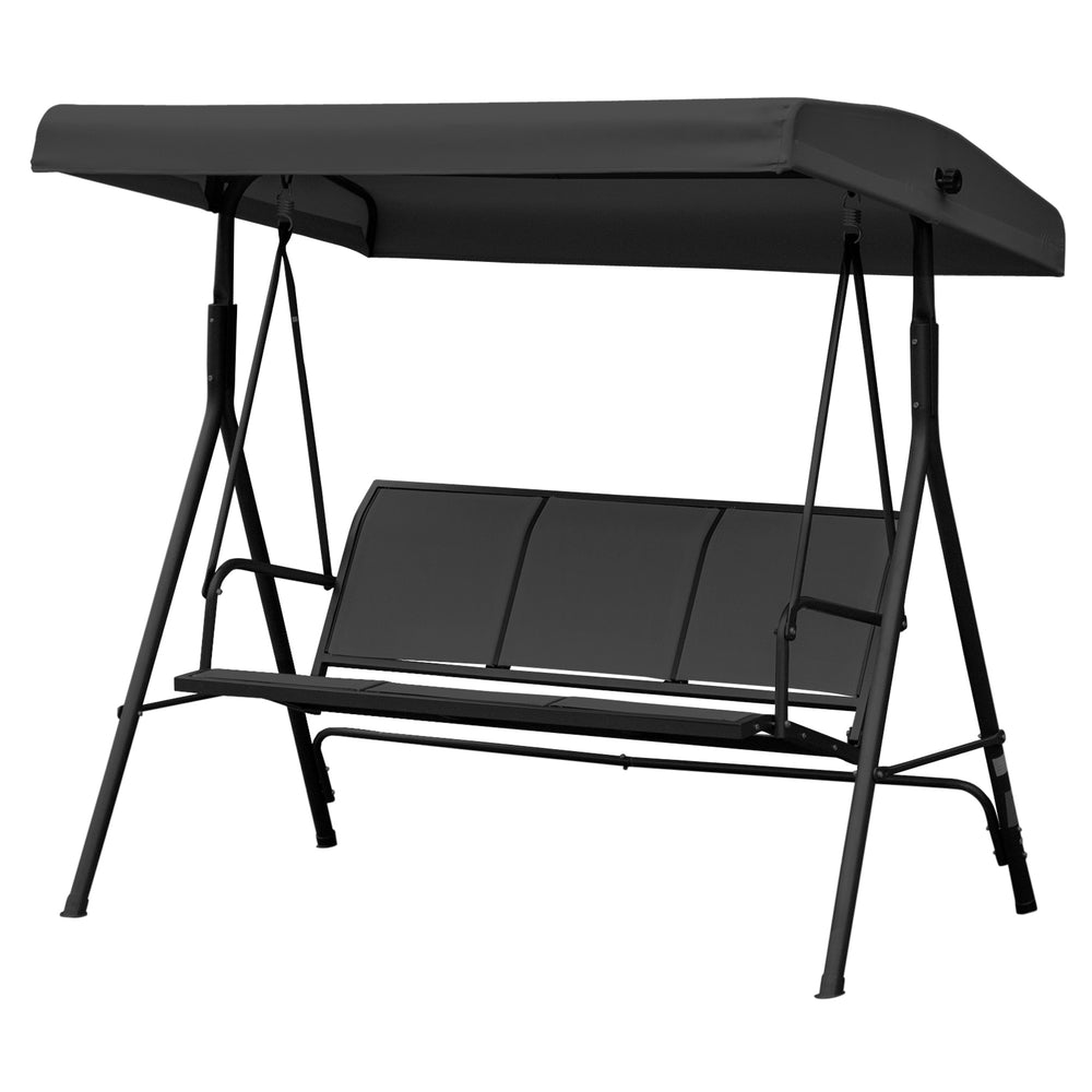 Balancelle 3 places avec auvent réglable, noir
