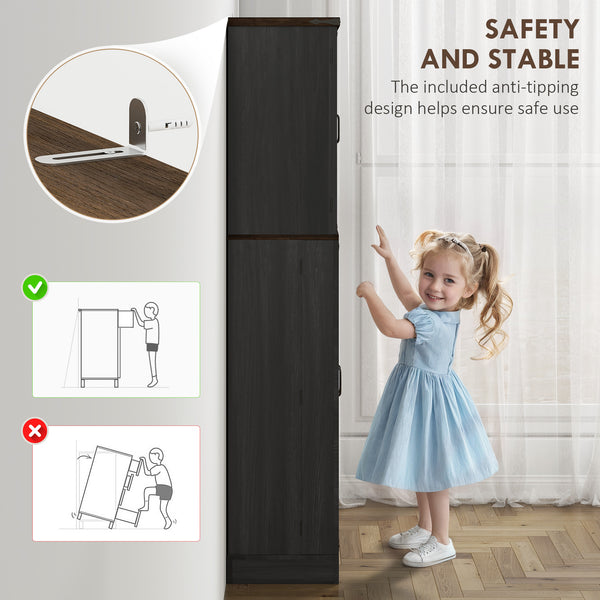 Armoire de cuisine avec étagères à épices et étagères réglables, finition bois noir.