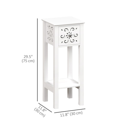 Ensemble de 2 tables de chevet avec tiroir et étagère de rangement ouverte, blanc