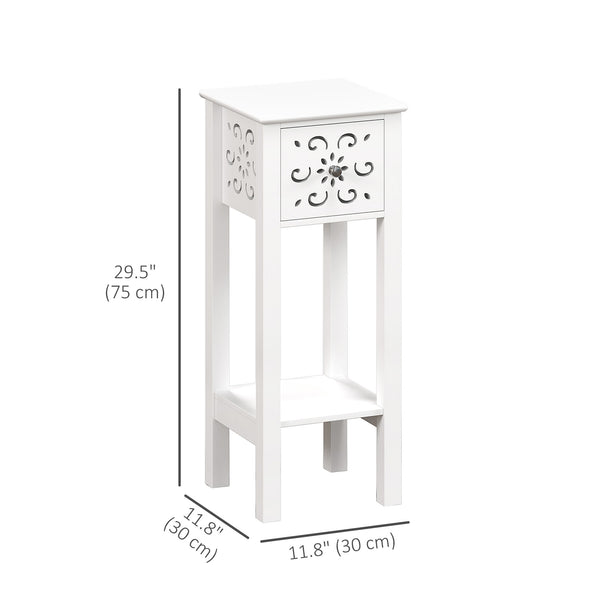 Ensemble de 2 tables de chevet avec tiroir et étagère de rangement ouverte, blanc