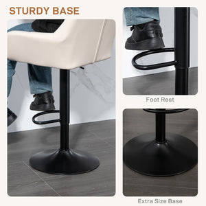Lot de 2 tabourets de bar réglables, pivotants, capitonnés, en lin, avec repose-pieds et accoudoirs, gris