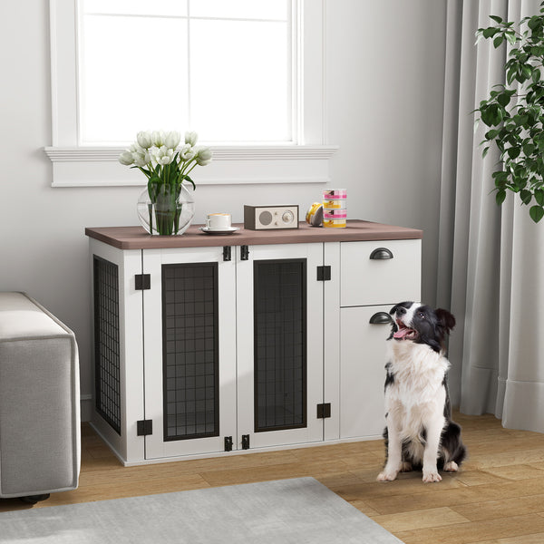 Meuble cage de 44 pouces avec double porte et tiroir de rangement