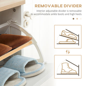 Meuble à chaussures moderne avec 3 tiroirs rabattables et étagère réglable, blanc