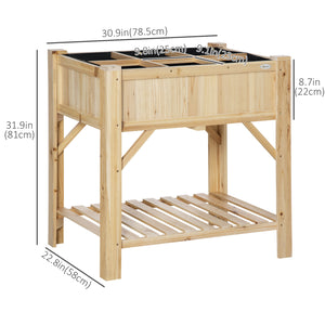 Jardinière surélevée à 6 poches avec étagère de rangement et toile non tissée