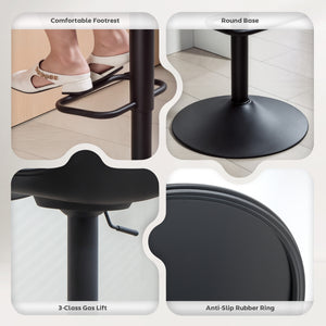 Set of 2 bar stools with swivel seats in faux leather, black