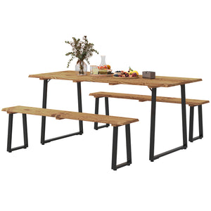 Ensemble table et banc de pique-nique pour 6 personnes avec trou pour parasol de 5 cm, plateau à lattes et structure en acier