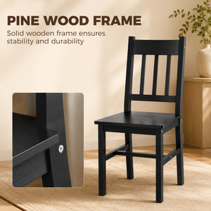 Chaises de salle à manger en pin noir, lot de 2